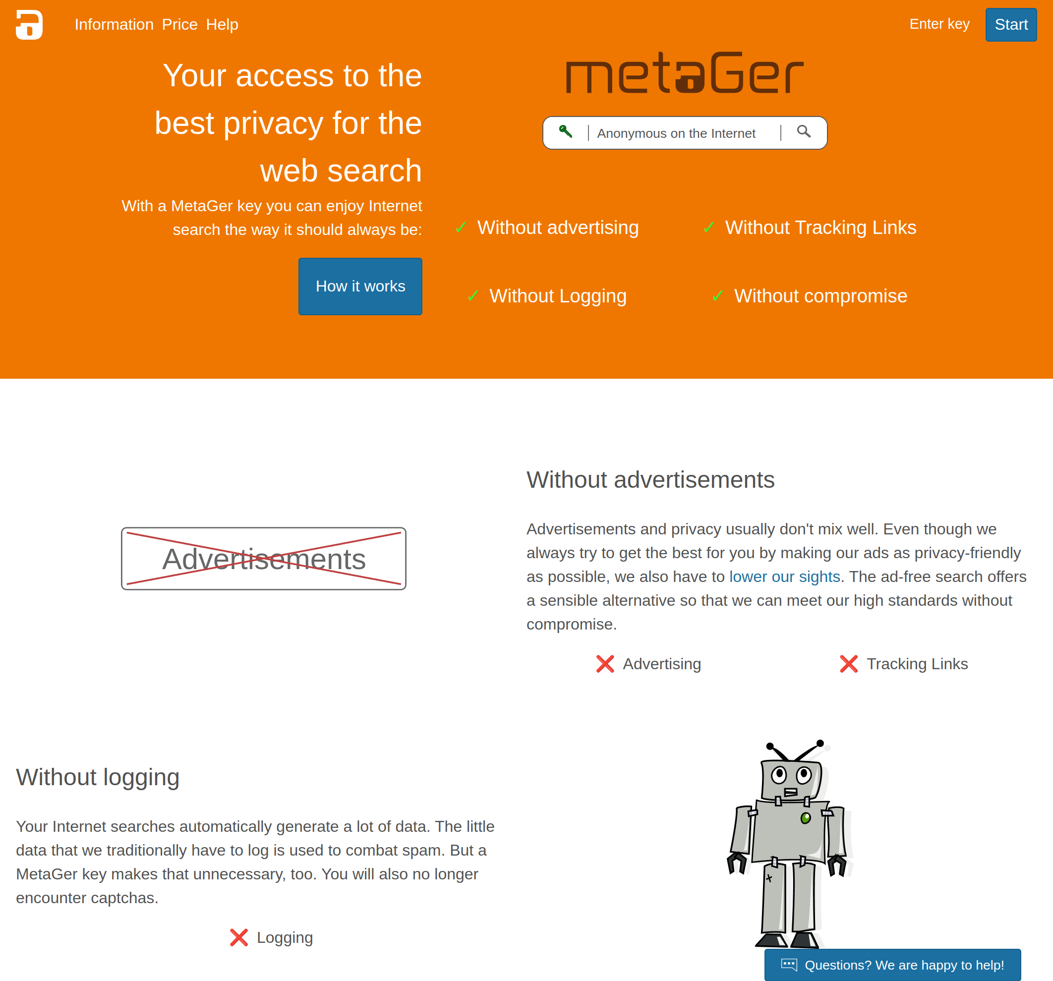 MetaGer key page